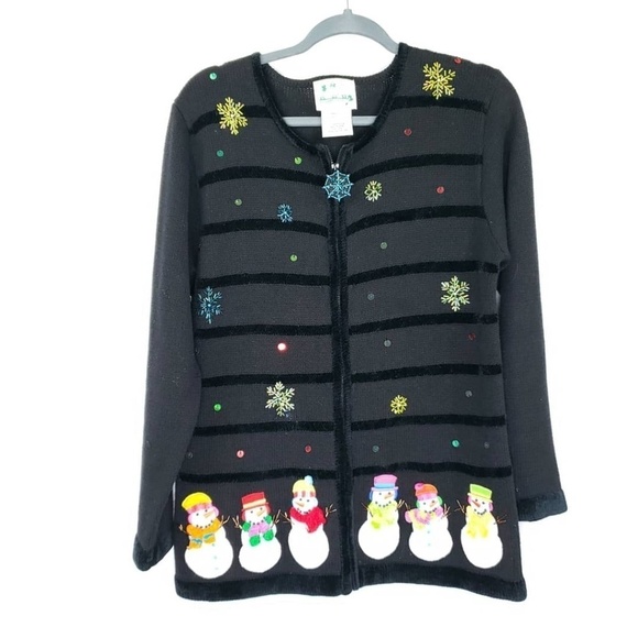 The quaker factory embroidered and bejeweled Christmas cardigan size small - Picture 3 of 7